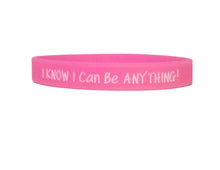 Load image into Gallery viewer, pink I know I can be anything silicone bracelet
