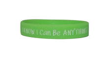 Load image into Gallery viewer, light green  I know I can be anything silicone bracelet
