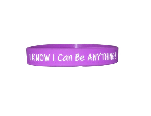 purple I know I can be anything silicone bracelet